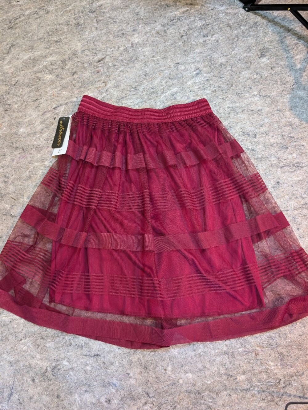 Metro Wear Burgundy Layered Tulle Skirt NWT Petit Medium